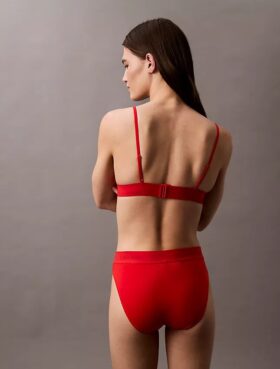 Top de bikini triangular com logótipo moderno Top de bikini triangular com logótipo moderno