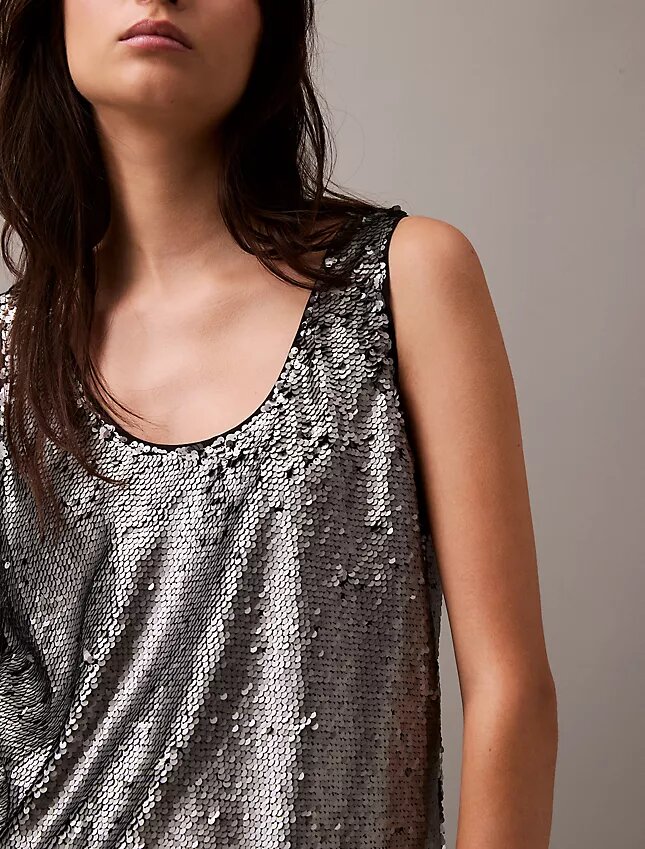 Top sem mangas com lantejoulas Top sem mangas com lantejoulas