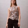 Top sem mangas em chiffon estampado Top sem mangas em chiffon estampado