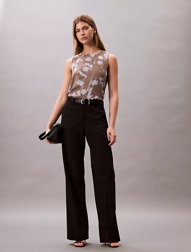 Top sem mangas em chiffon estampado Top sem mangas em chiffon estampado