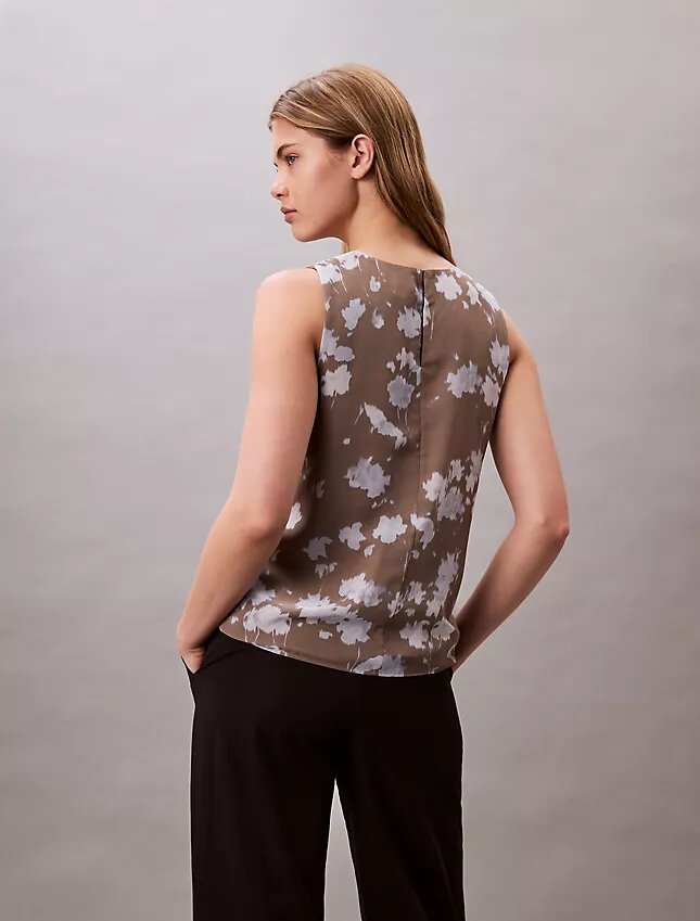 Top sem mangas em chiffon estampado Top sem mangas em chiffon estampado