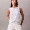 Top sem mangas em chiffon estampado Top sem mangas em chiffon estampado