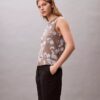 Top sem mangas em chiffon estampado Top sem mangas em chiffon estampado