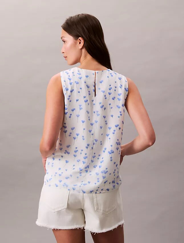 Top sem mangas em chiffon estampado Top sem mangas em chiffon estampado