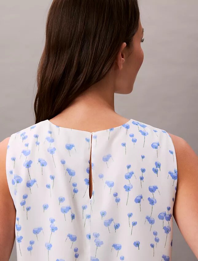 Top sem mangas em chiffon estampado Top sem mangas em chiffon estampado