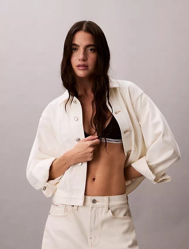 Trucker Jacket em ganga com cintura ajustada Trucker Jacket em ganga com cintura ajustada