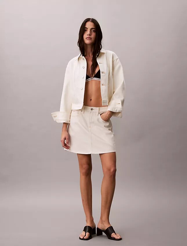 Trucker Jacket em ganga com cintura ajustada Trucker Jacket em ganga com cintura ajustada
