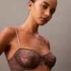 Unlined Balconette bra in floral lace, black CK Black Unlined Balconette bra in floral lace, black CK Black