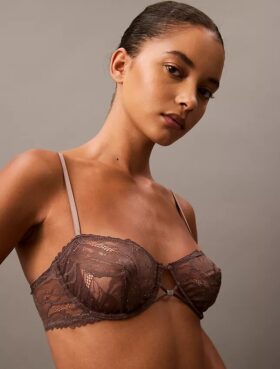 Unlined Balconette bra in floral lace, black CK Black