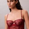 Unlined Balconette bra in floral lace, black CK Black Unlined Balconette bra in floral lace, black CK Black