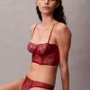 Unlined Balconette bra in floral lace, black CK Black Unlined Balconette bra in floral lace, black CK Black