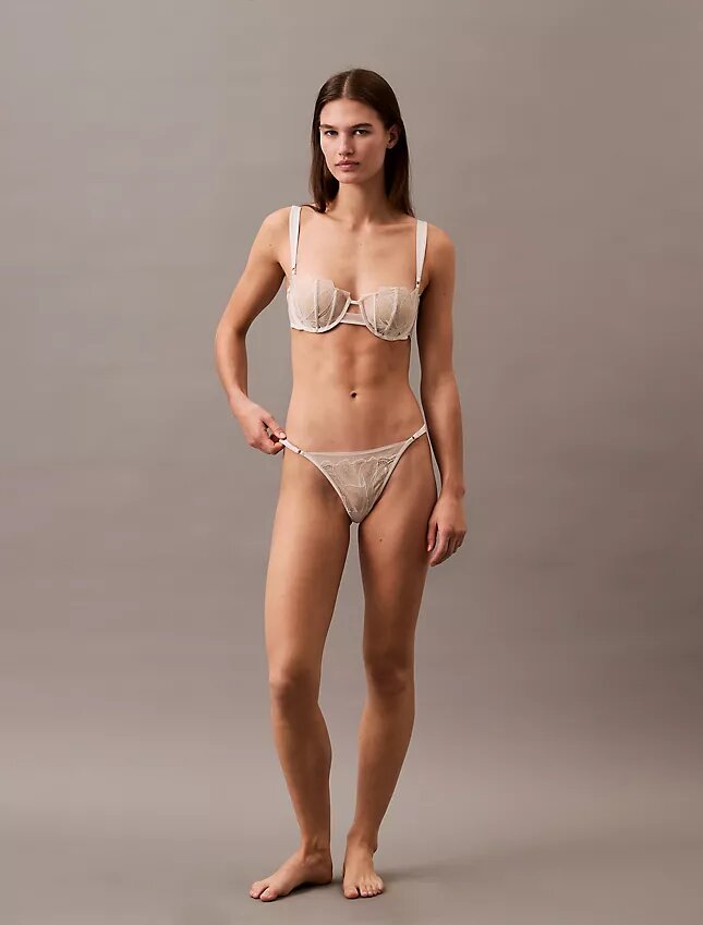 Unlined Balconette bra in floral lace, black CK Black Unlined Balconette bra in floral lace, black CK Black