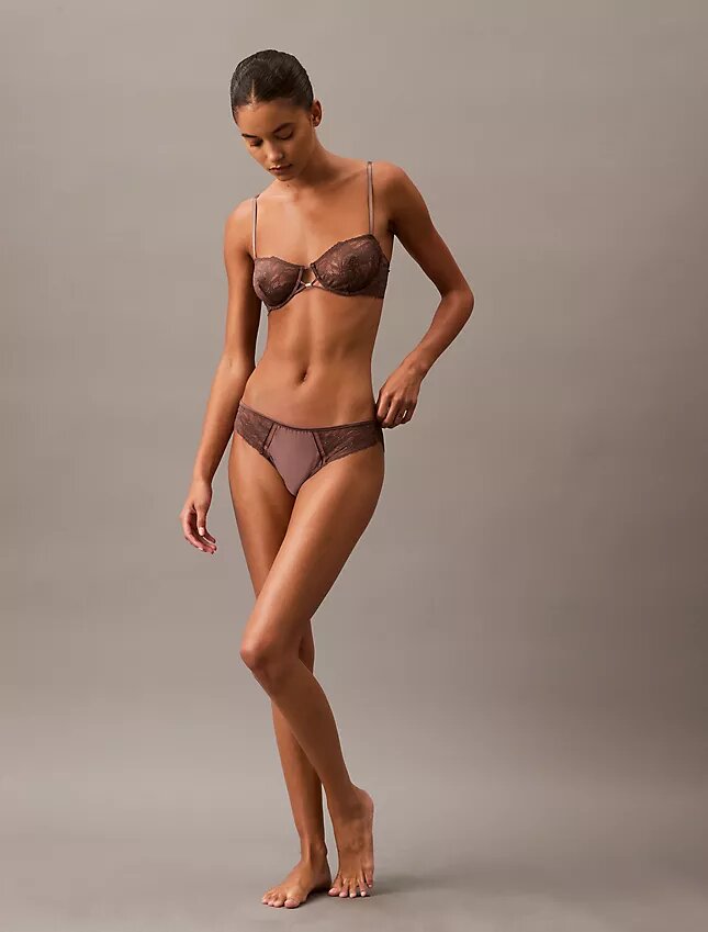 Unlined Balconette bra in floral lace, black CK Black Unlined Balconette bra in floral lace, black CK Black