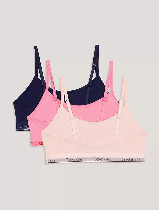 Unlined Bralette 3-Pack with Strap with Logo Unlined Bralette 3-Pack with Strap with Logo