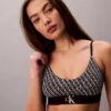Unlined Bralette em microfibra elástica com Monogram gráfico Unlined Bralette em microfibra elástica com Monogram gráfico