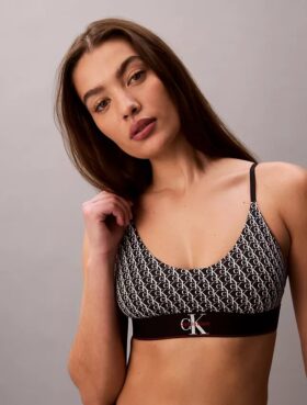 Unlined Bralette em microfibra elástica com Monogram gráfico