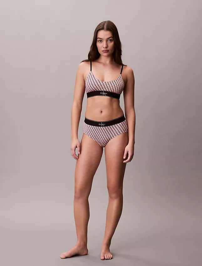 Unlined Bralette em microfibra elástica com Monogram gráfico Unlined Bralette em microfibra elástica com Monogram gráfico