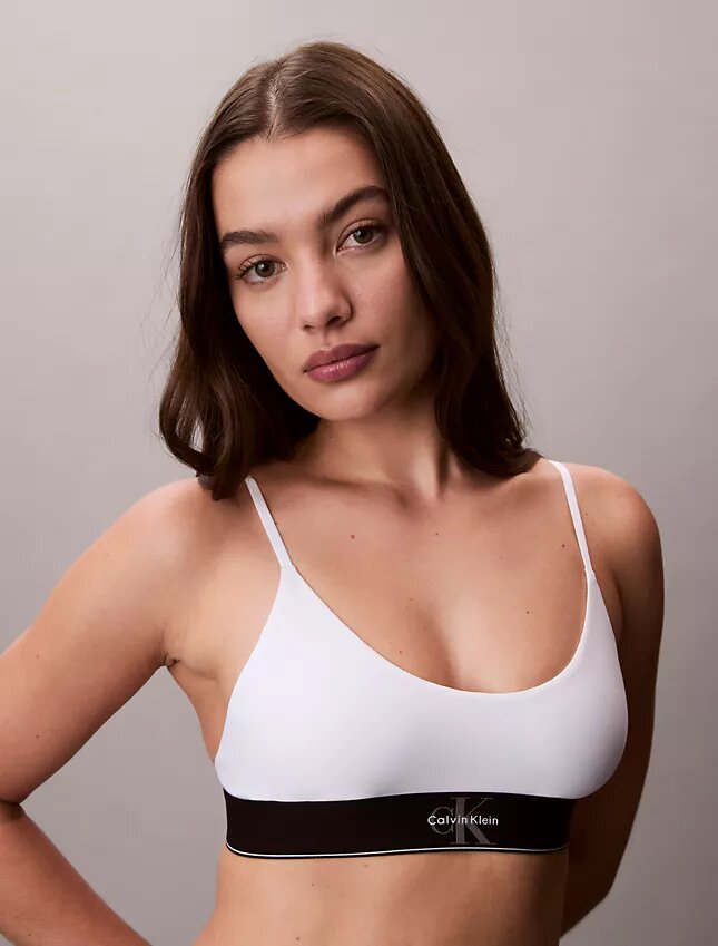 Unlined Bralette em microfibra elástica com Monogram gráfico Unlined Bralette em microfibra elástica com Monogram gráfico