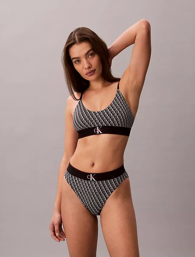 Unlined Bralette em microfibra elástica com Monogram gráfico Unlined Bralette em microfibra elástica com Monogram gráfico