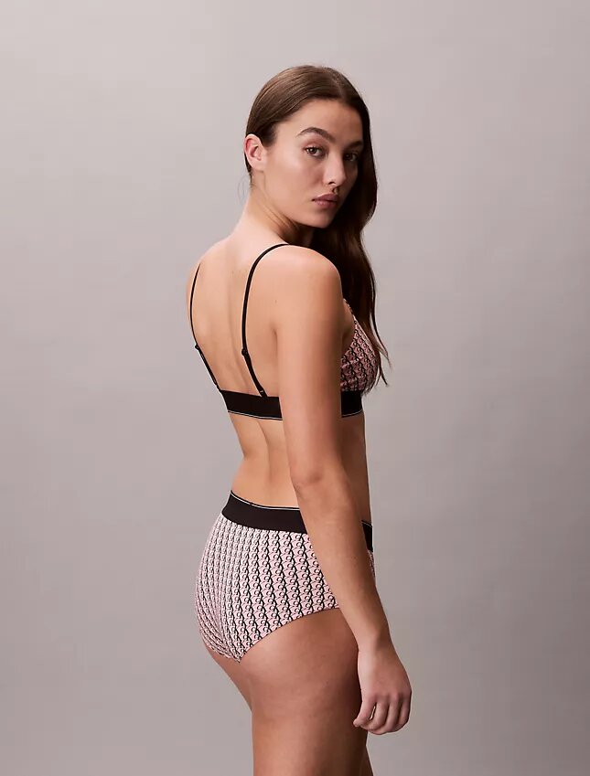 Unlined Bralette em microfibra elástica com Monogram gráfico Unlined Bralette em microfibra elástica com Monogram gráfico
