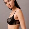 Unlined Plunge Bra in geometric black lace Unlined Plunge Bra in geometric black lace