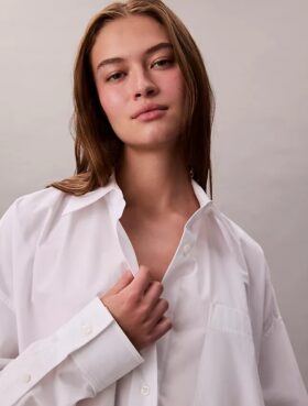 Vestido camisa de algodão com corte descontraído