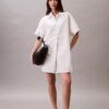 Vestido-camisa mini em sarja de algodão Vestido-camisa mini em sarja de algodão