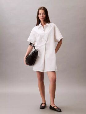 Vestido-camisa mini em sarja de algodão