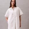 Vestido-camisa mini em sarja de algodão Vestido-camisa mini em sarja de algodão