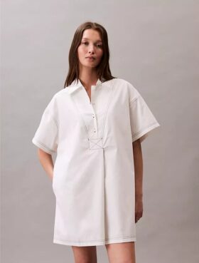 Vestido-camisa mini em sarja de algodão