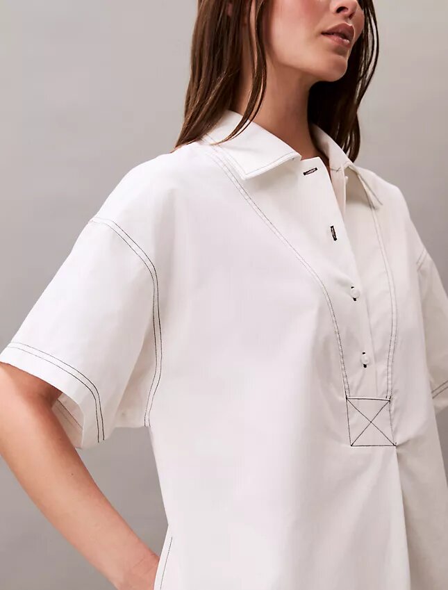 Vestido-camisa mini em sarja de algodão Vestido-camisa mini em sarja de algodão