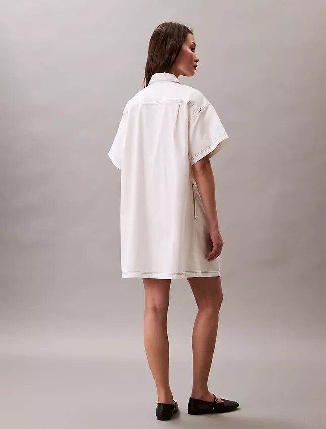 Vestido-camisa mini em sarja de algodão Vestido-camisa mini em sarja de algodão