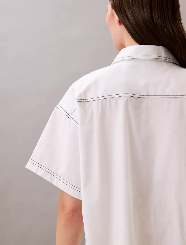 Vestido-camisa mini em sarja de algodão Vestido-camisa mini em sarja de algodão
