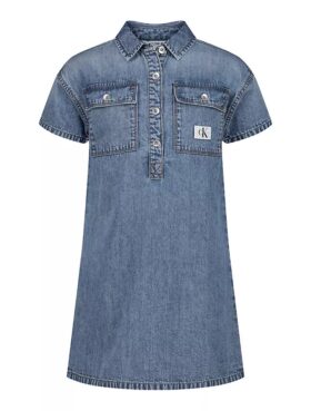 Vestido de camisa em Denim para meninas