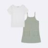 Vestido de duas peças com alças para meninas Vestido de duas peças com alças para meninas