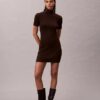 Vestido de malha com canelado em mistura de lã merino e lurex Vestido de malha com canelado em mistura de lã merino e lurex