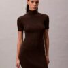 Vestido de malha com canelado em mistura de lã merino e lurex Vestido de malha com canelado em mistura de lã merino e lurex