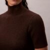 Vestido de malha com canelado em mistura de lã merino e lurex Vestido de malha com canelado em mistura de lã merino e lurex