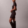 Vestido de malha com canelado em mistura de lã merino e lurex Vestido de malha com canelado em mistura de lã merino e lurex