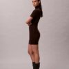 Vestido de malha com canelado em mistura de lã merino e lurex Vestido de malha com canelado em mistura de lã merino e lurex