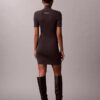 Vestido de malha com canelado em mistura de lã merino e lurex Vestido de malha com canelado em mistura de lã merino e lurex