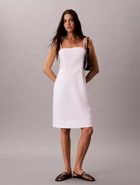 Vestido em mistura de linho