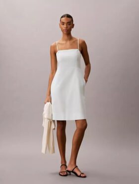 Vestido em mistura de linho