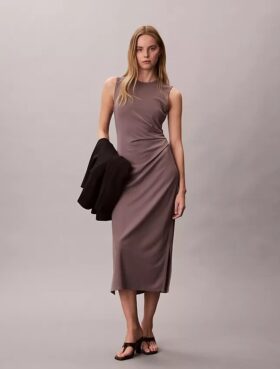Vestido franzido em jersey refinado