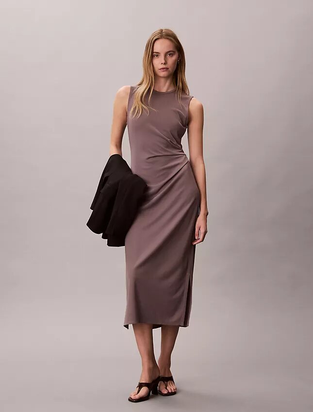 Vestido franzido em jersey refinado Vestido franzido em jersey refinado