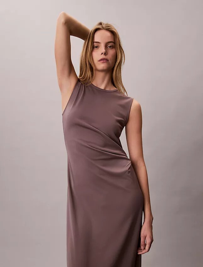 Vestido franzido em jersey refinado Vestido franzido em jersey refinado
