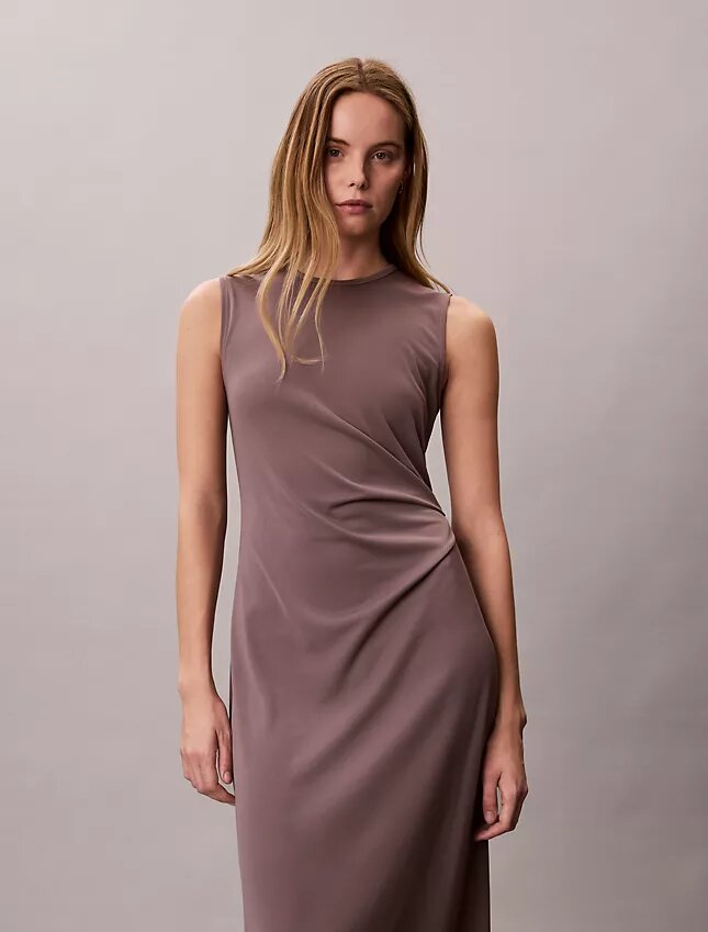 Vestido franzido em jersey refinado Vestido franzido em jersey refinado