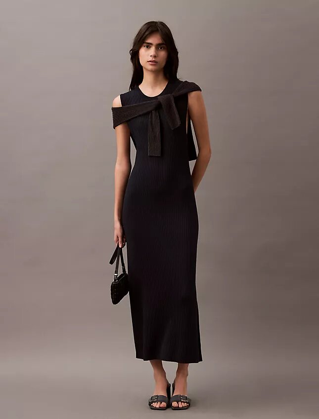 Vestido Maxi em Malha Canelada de Viscose Vestido Maxi em Malha Canelada de Viscose