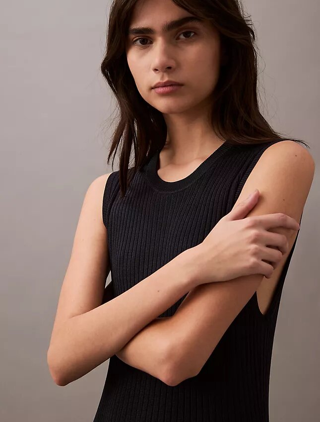 Vestido Maxi em Malha Canelada de Viscose Vestido Maxi em Malha Canelada de Viscose