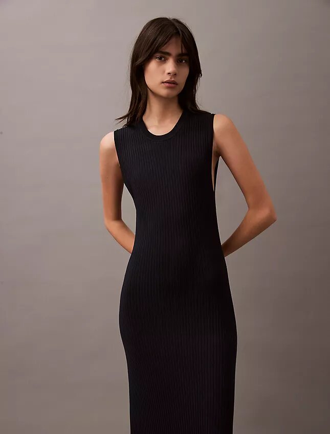 Vestido Maxi em Malha Canelada de Viscose Vestido Maxi em Malha Canelada de Viscose